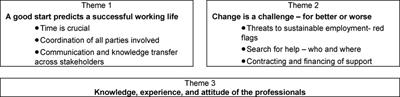 Factors influencing sustainable employment of persons with acquired brain injury (ABI) or spinal cord injury (SCI): A qualitative study evaluating the perspective of health and work professionals